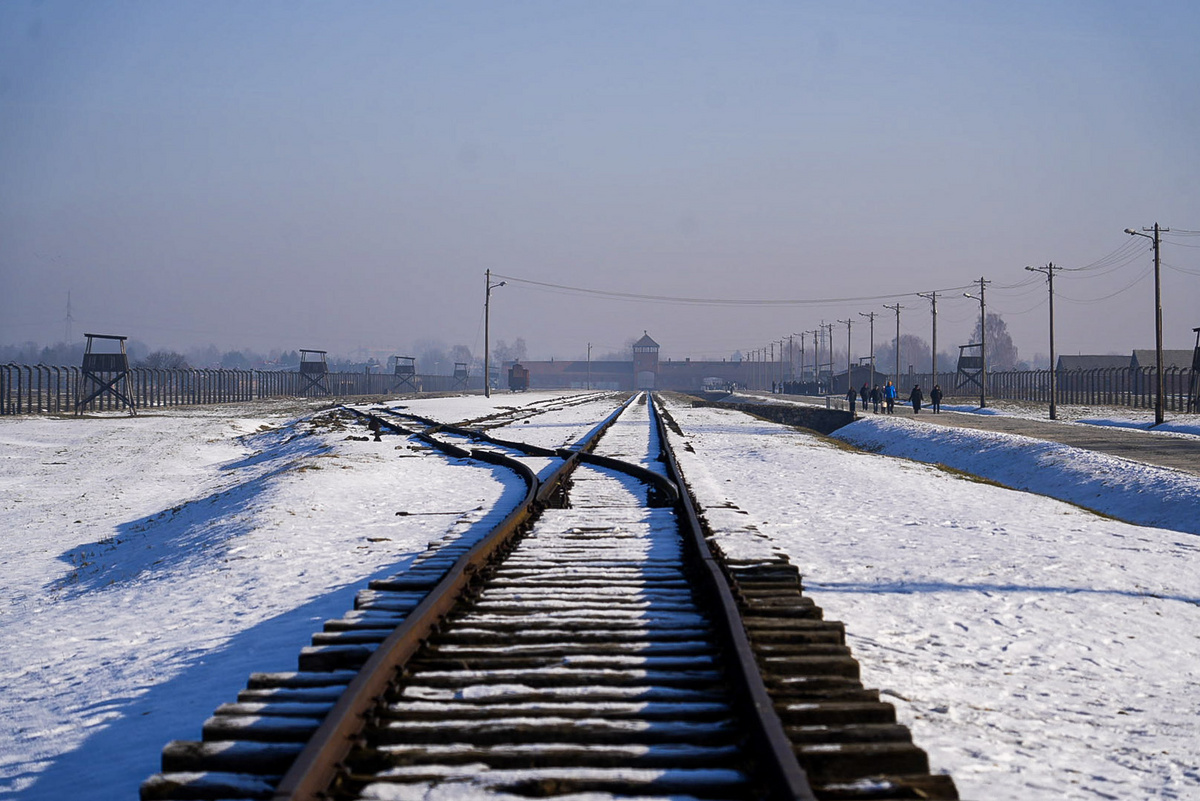 Les rails du camp de Birkenau